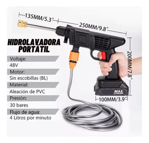 Hidrolavadora Portátil 48V con 2 Baterías | Alta Presión 464 PSI