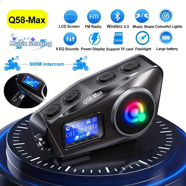 Intercomunicador Q58 Max Bluetooth 5.3 para Casco